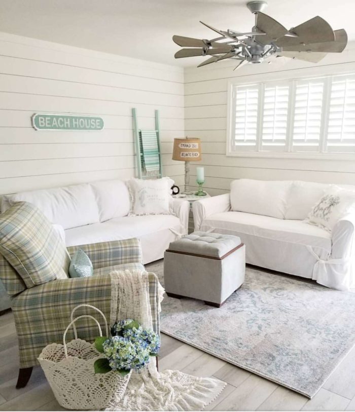 Plantation shutters in a sitting room